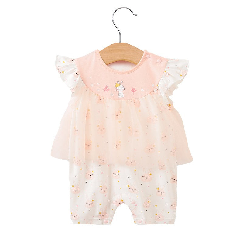 Baby Girl's Pink Princess Cotton Romper