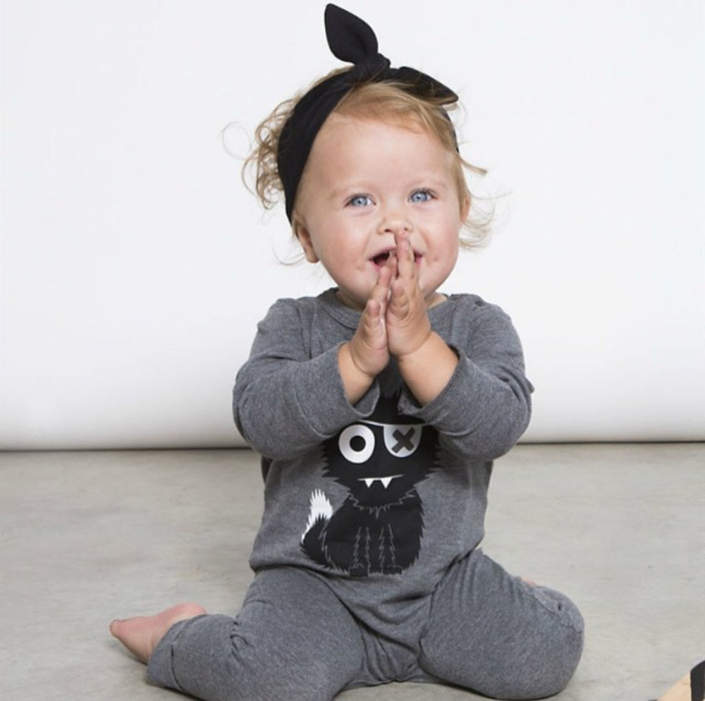 Baby Girl's or Boy's Cool Cats Long Sleeved Cotton Romper