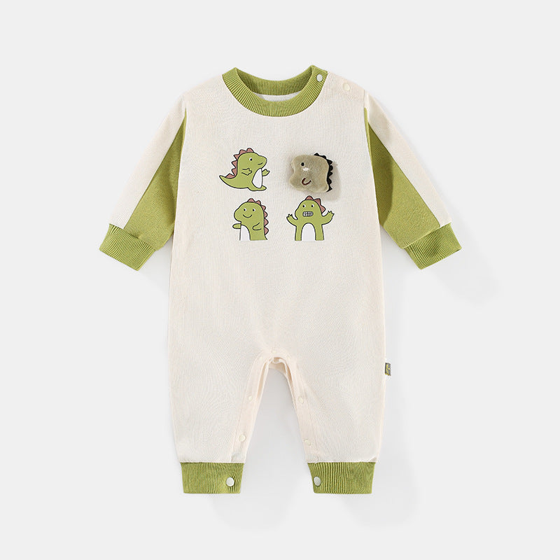 Baby Girl's or Boy's Dinosaur Long-Sleeved Jumpsuit