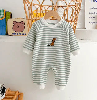 Baby Girl's or Boy's Striped Romper Playsuit - 100% Cotton