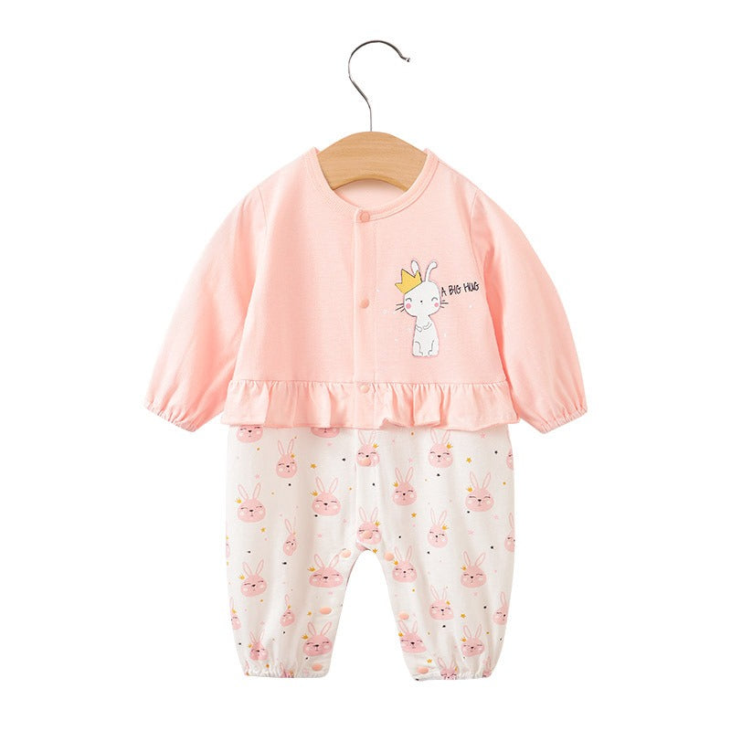 Baby Girl's Pink Princess Cotton Romper