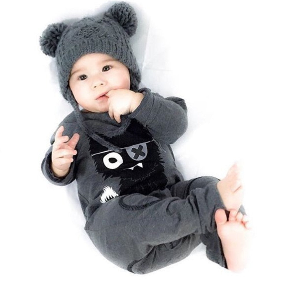 Baby Girl's or Boy's Cool Cats Long Sleeved Cotton Romper