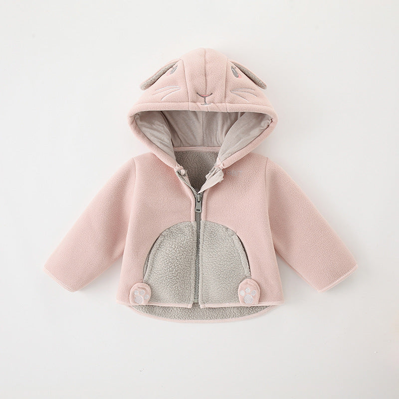 Baby Girls or Boys Snuggly Warm Fleecy Lined Winter Hooded Jacket
