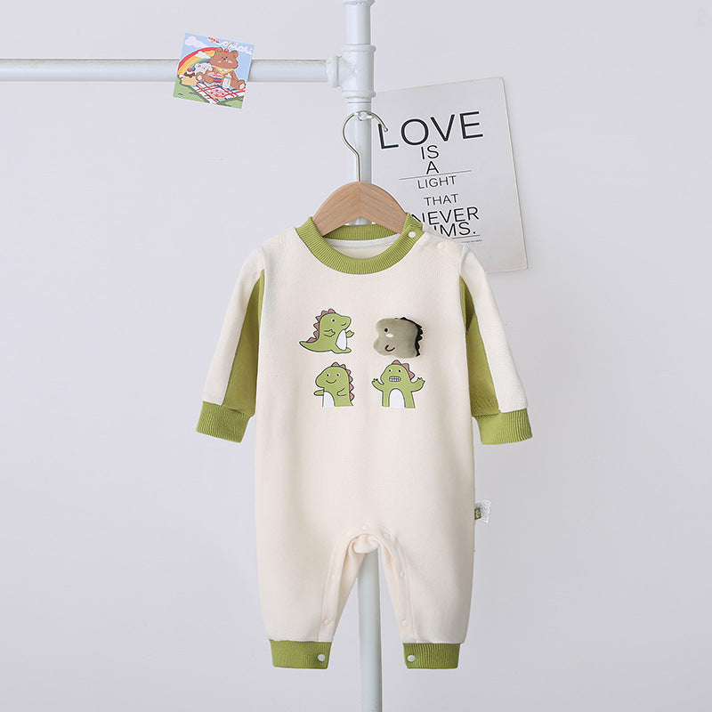 Baby Girl's or Boy's Dinosaur Long-Sleeved Jumpsuit