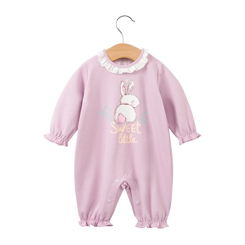Baby Girl's Pink Princess Cotton Romper