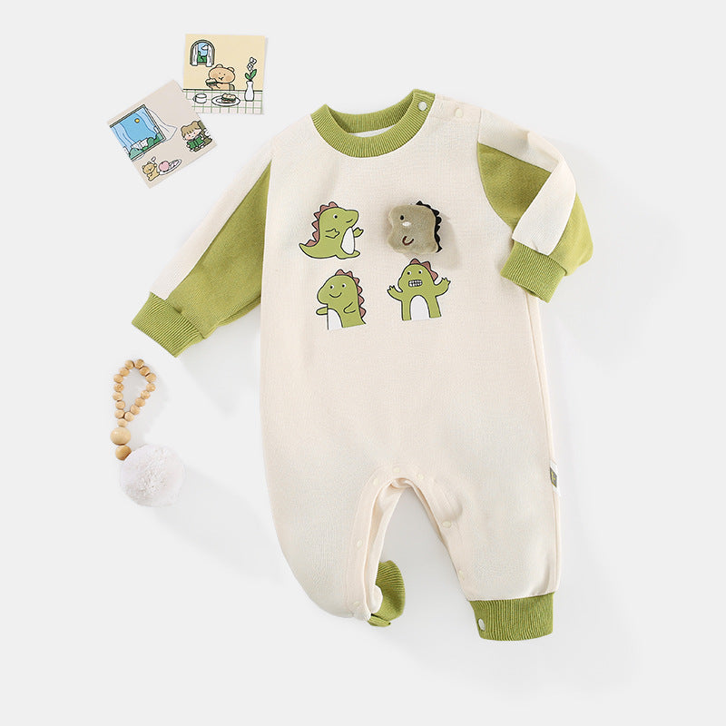 Baby Girl's or Boy's Dinosaur Long-Sleeved Jumpsuit