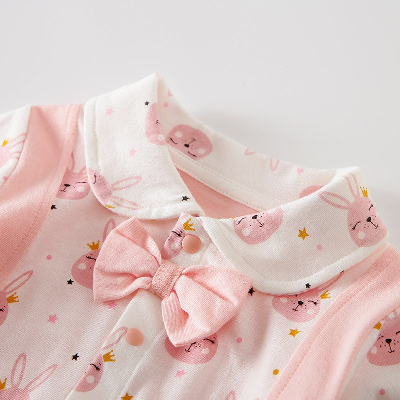 Baby Girl's Pink Princess Cotton Romper