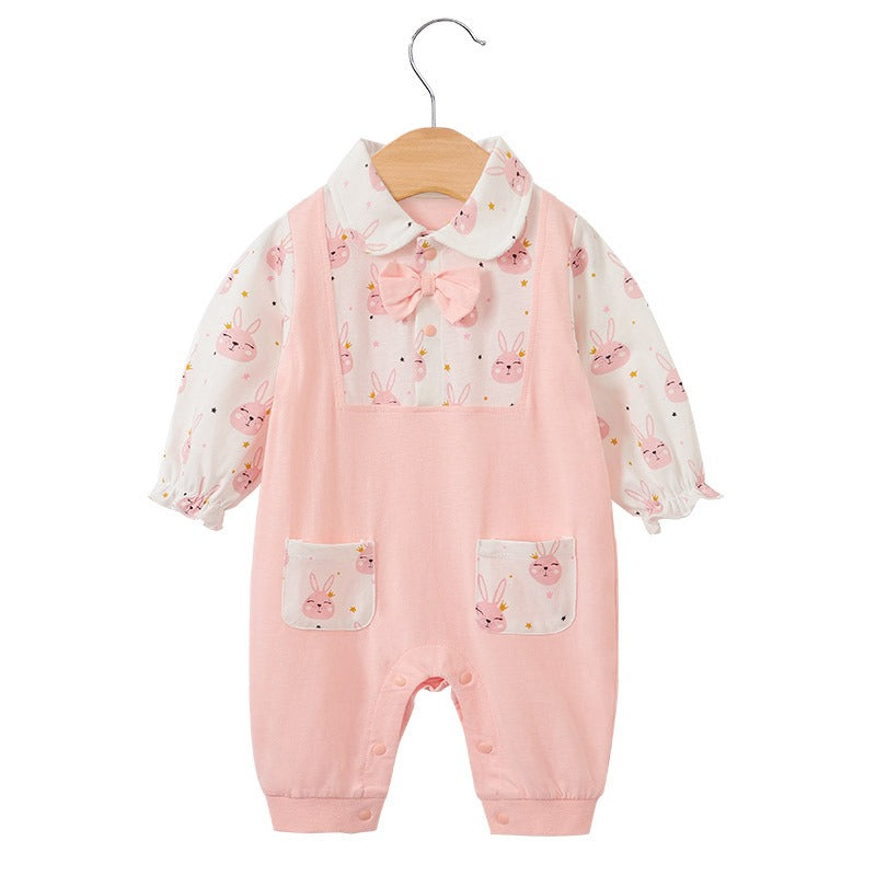 Baby Girl's Pink Princess Cotton Romper