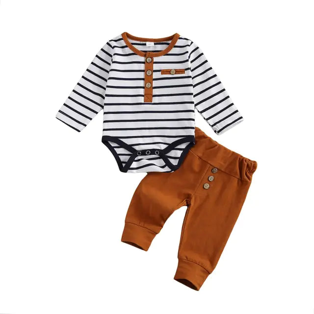 Baby Girl's or Boy's Outfit - Stylish Romper and Pants Set