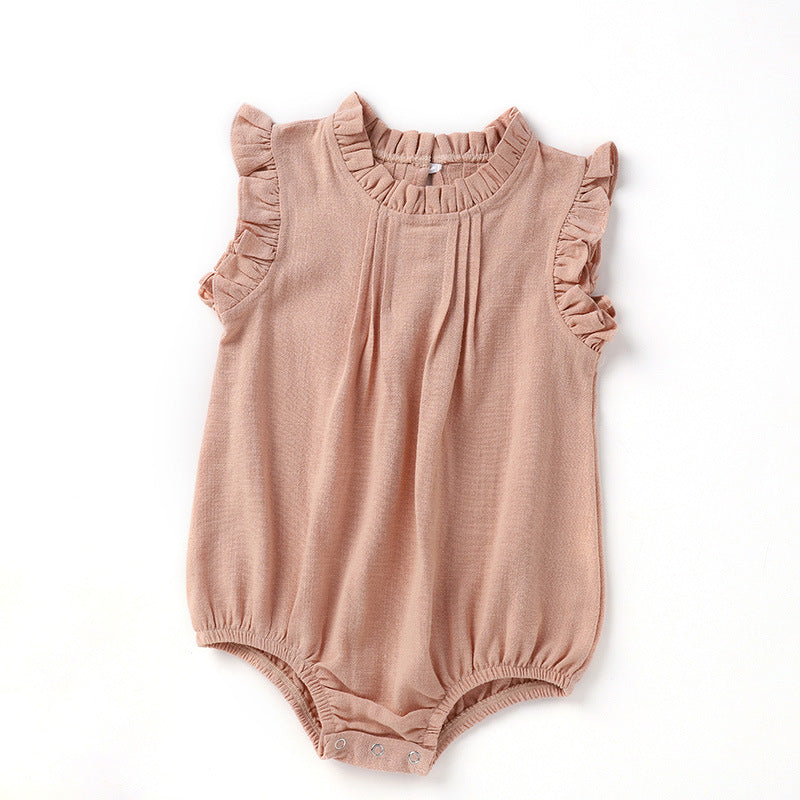 Baby Girl's Summer Linen Breathable Romper
