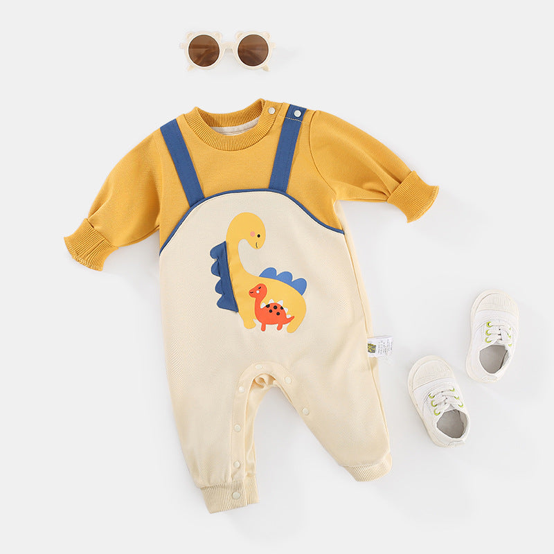 Baby Girl's or Boy's Cute Dinosaur Long Sleeved Onesie