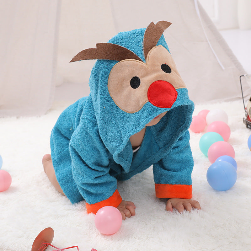 Baby's Bathrobe - Hooded Animal Design - 100% Cotton
