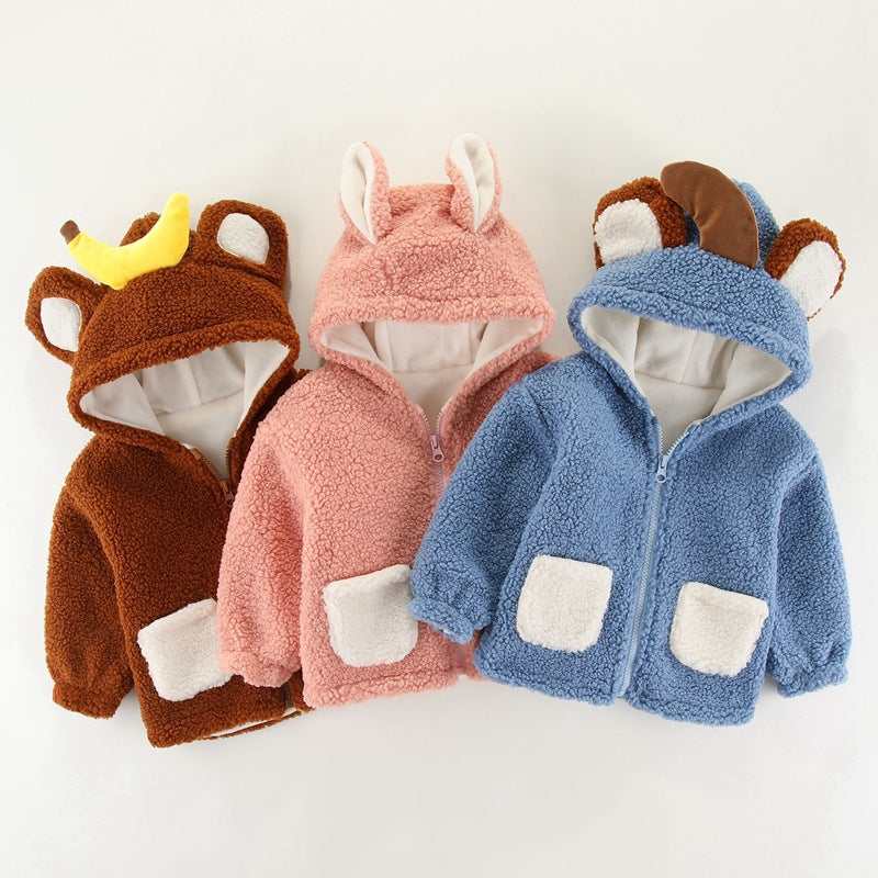 Baby Girls or Boys Snuggly Warm Fleecy Lined Winter Hooded Jacket