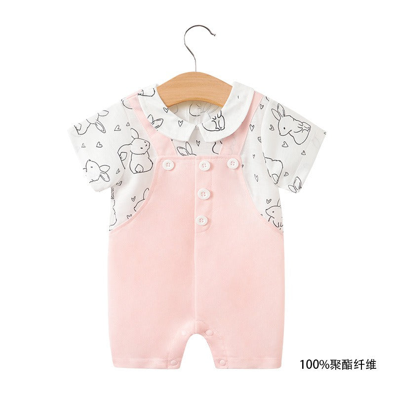 Baby Girl's Pink Princess Cotton Romper
