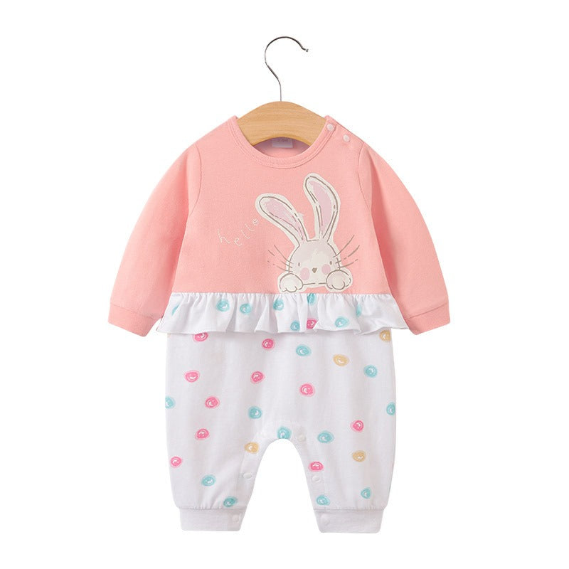 Baby Girl's Pink Princess Cotton Romper