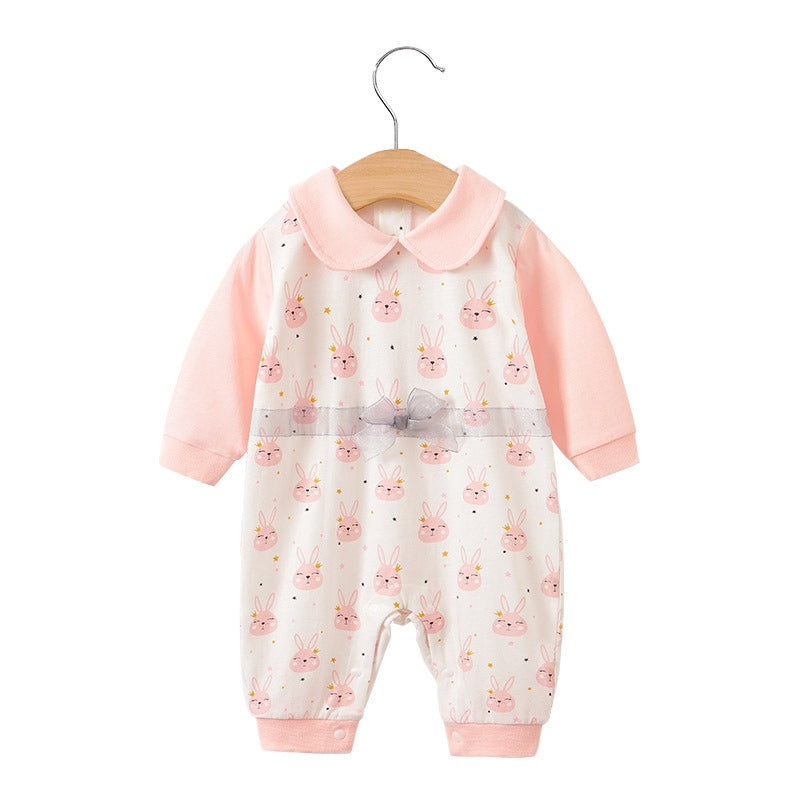 Baby Girl's Pink Princess Cotton Romper