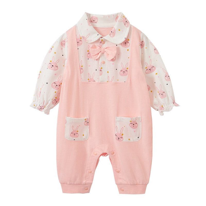 Baby Girl's Pink Princess Cotton Romper