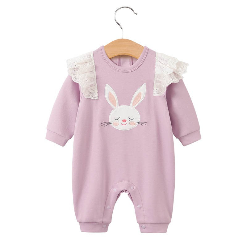 Baby Girl's Pink Princess Cotton Romper