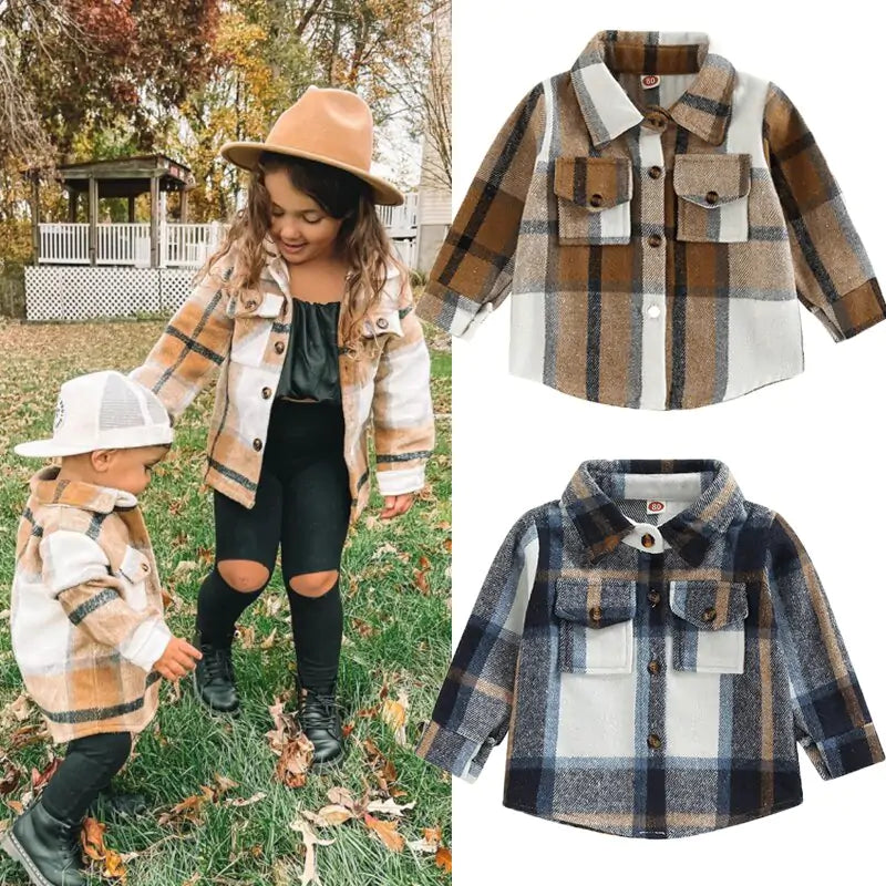 Baby Girl's or Boy's Winterwear - Plaid Patchwork Jacket