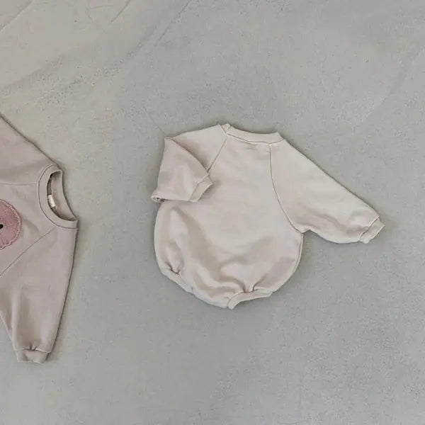 Baby Girl's or Boy's Smiley Face Sweatshirt Style Cotton Romper