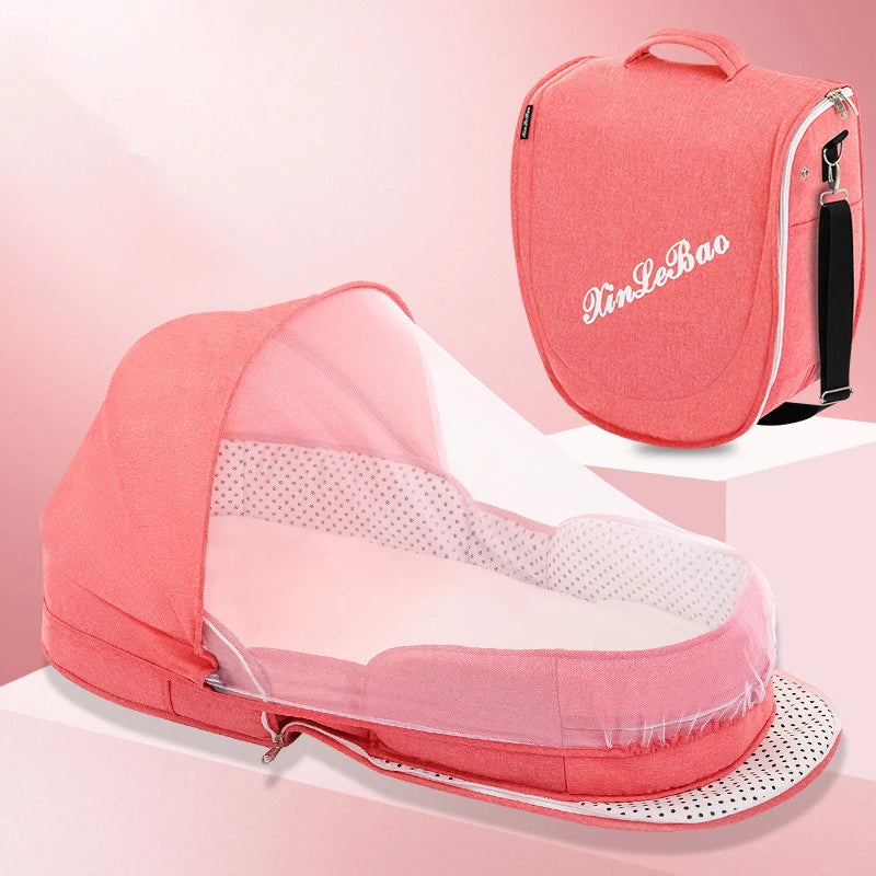 Baby's Portable Folding Travel Cot Including Mosquito Net