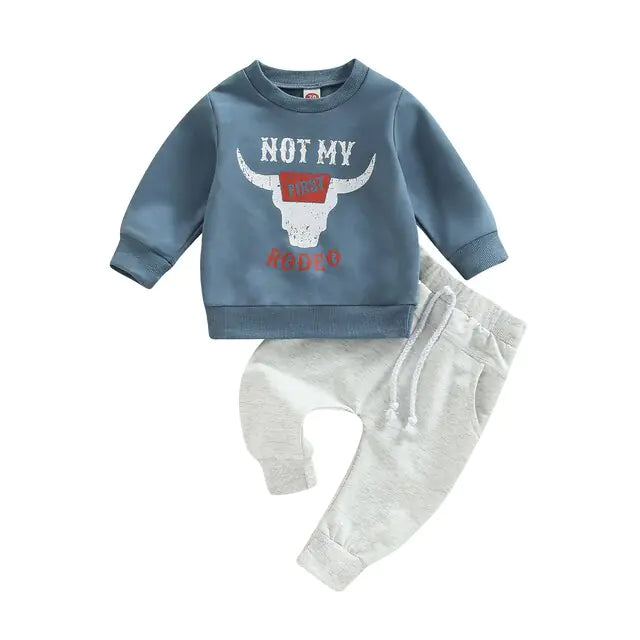 Baby Boy's Outfit Cow Head Design Windcheater and Pants