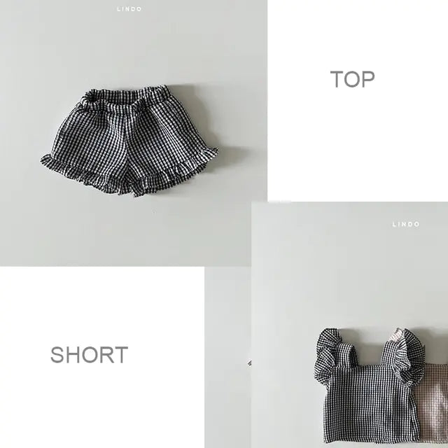 Baby Girls Summer Plaid Clothes Set