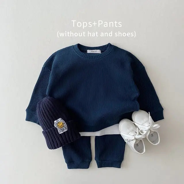 Baby Girl's or Boy's Outfit - Cotton Knitted Top and Pants Set