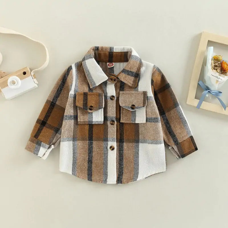 Baby Girl's or Boy's Winterwear - Plaid Patchwork Jacket