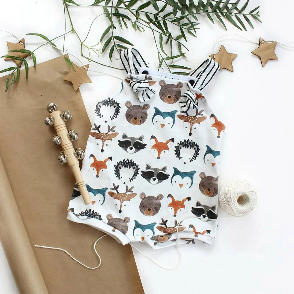 Baby Girl's or Boy's Summer Cotton Romper Jumpsuit Cartoon Animal Design