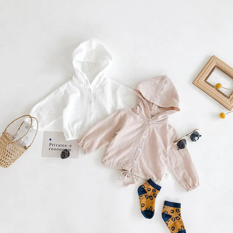 Baby Girl's Outfit - Fashion Hooded Button-Up Jacket - 100% Cotton