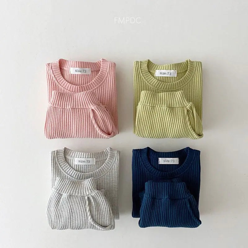 Baby Girl's or Boy's Outfit - Cotton Knitted Top and Pants Set
