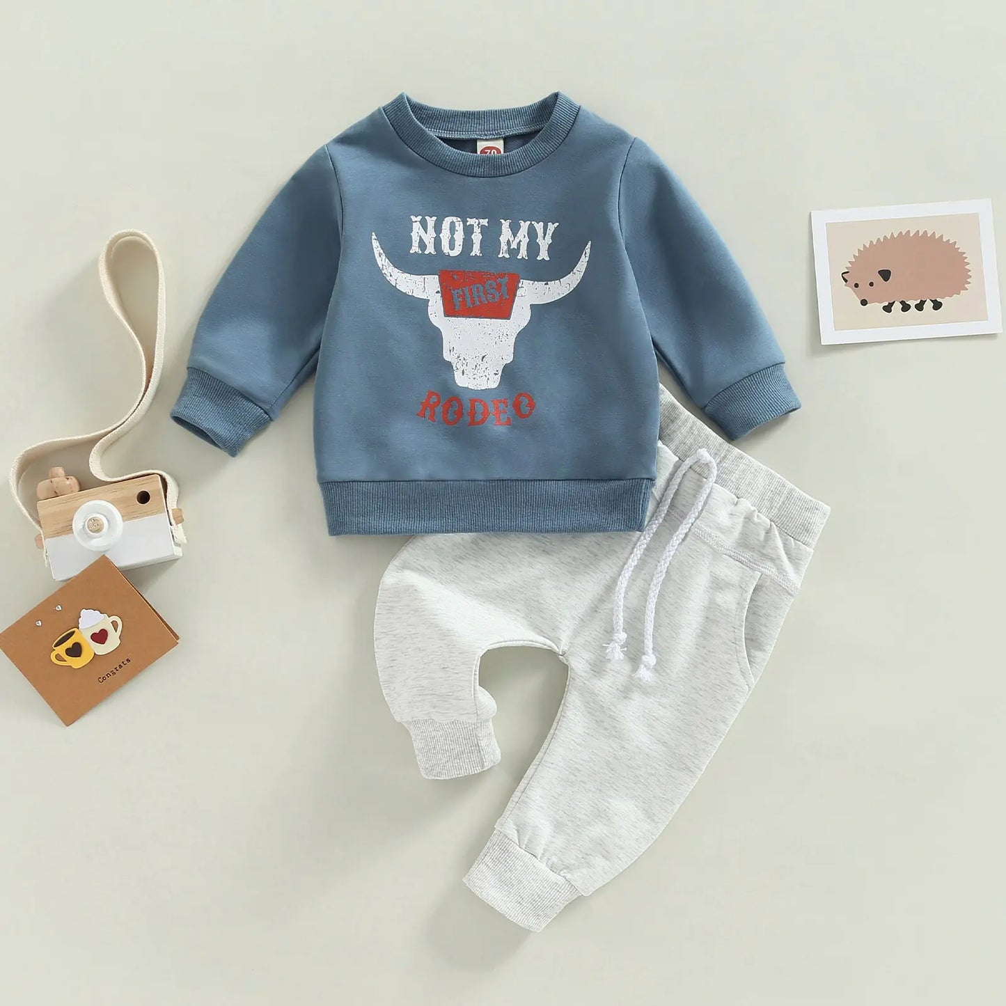Baby Boy's Outfit Cow Head Design Windcheater and Pants