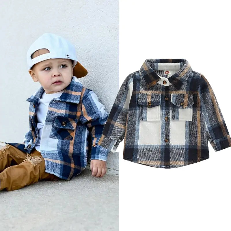 Baby Girl's or Boy's Winterwear - Plaid Patchwork Jacket