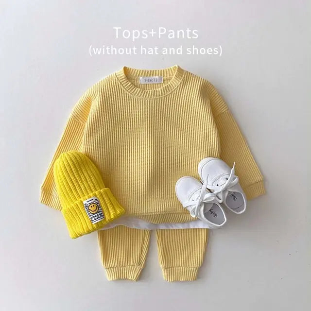 Baby Girl's or Boy's Outfit - Cotton Knitted Top and Pants Set