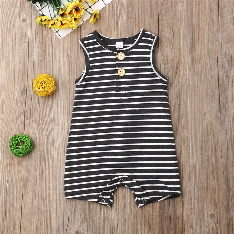 Baby Girl's or Boy's Sleeveless Striped Summer Romper