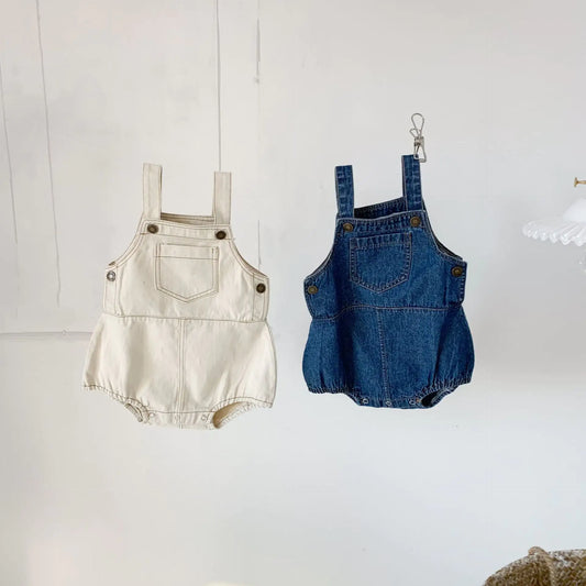 Baby Girl's or Boy's Jumpsuit - Stylish Sleeveless Denim Overalls