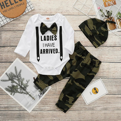 Baby Girl's or Boy's Outfit - Long Sleeve Bodysuit, Pants and Cap