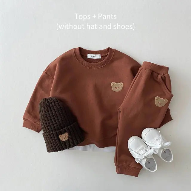 Baby Girl's or Boy's Outfit - Bear Logo Top and Pants Set