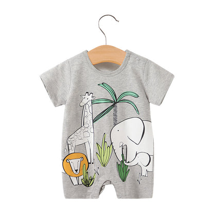 Baby Girl's or Boy's Short-Sleeved Colourful Cotton Romper