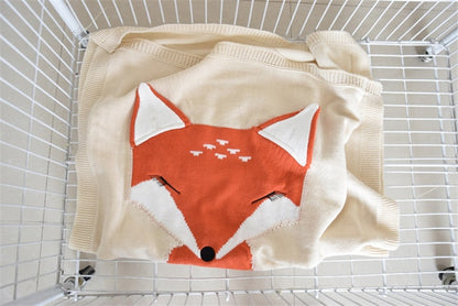 Baby's Blanket or Playmat - Cute Fox Design - Huge 73x110cm