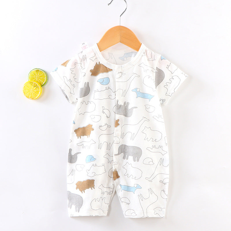 Baby Girl's or Boy's Summer Cotton Short-Sleeved Romper