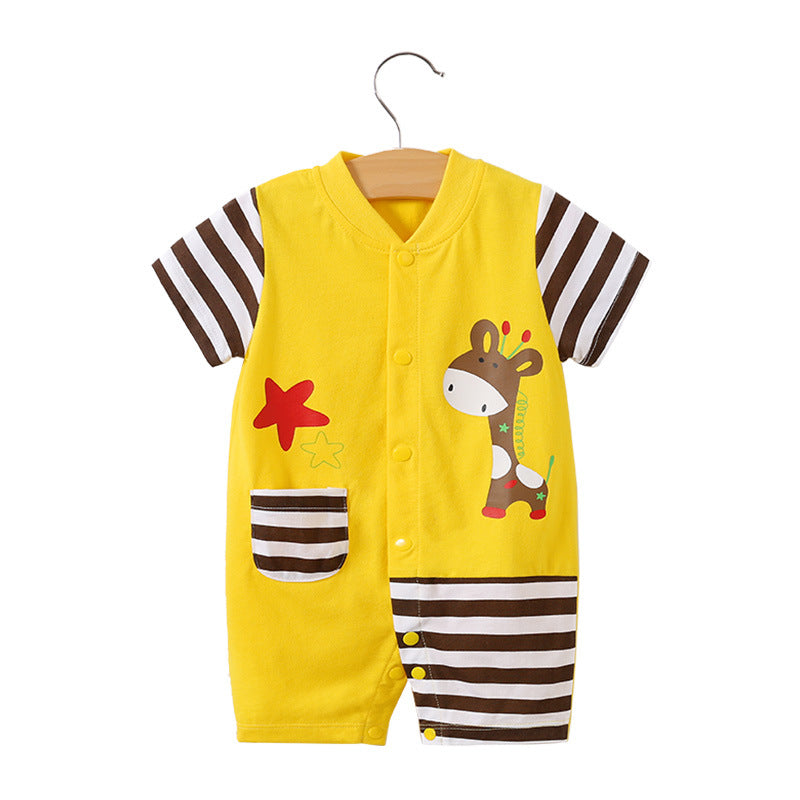 Baby Girl's or Boy's Short-Sleeved Colourful Cotton Romper