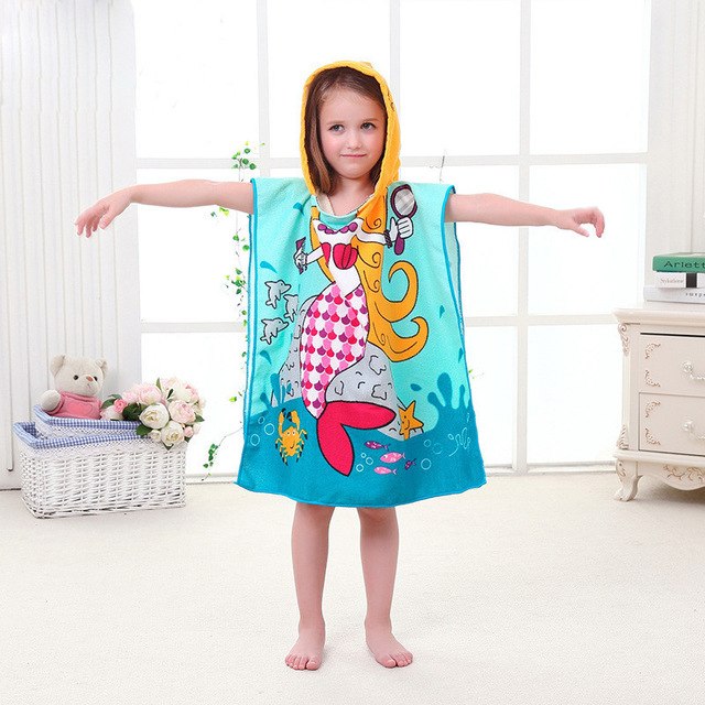 Baby Girl's or Boy's Bath or Beach Towel - Cute Cartoon Hooded Cloak Design