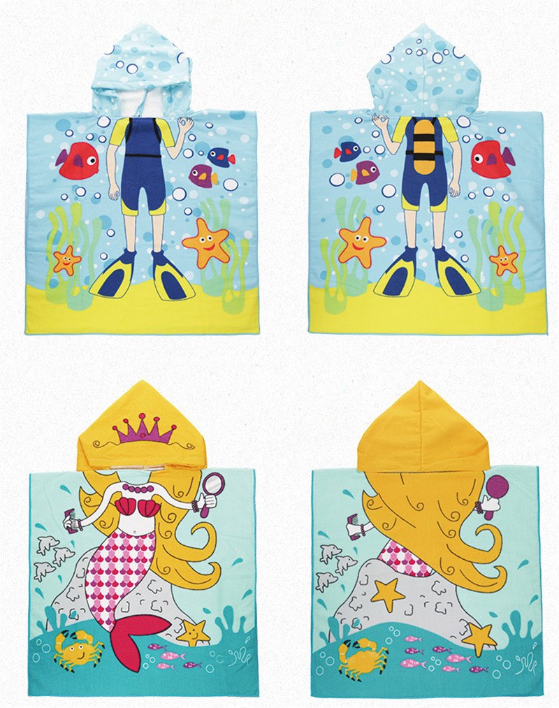 Baby Girl's or Boy's Bath or Beach Towel - Cute Cartoon Hooded Cloak Design