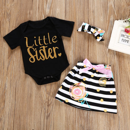 Baby Girl's Outfit - Romper, Dress and Headband Set - Big Sister or Little Sister Styles