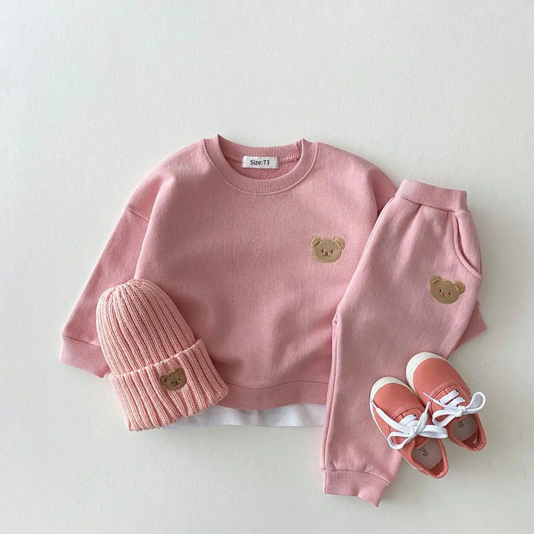 Baby Girl's or Boy's Outfit - Bear Logo Top and Pants Set