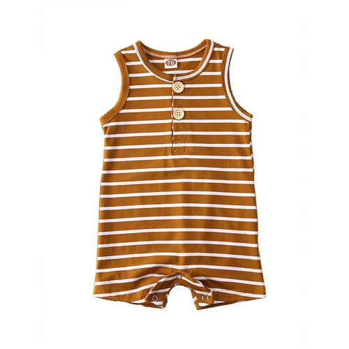 Baby Girl's or Boy's Sleeveless Striped Summer Romper