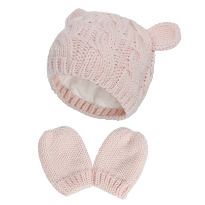 Baby Girl's or Boy's Lined Beanie and Gloves Set