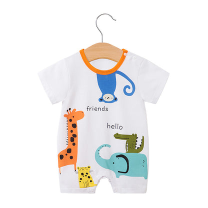 Baby Girl's or Boy's Short-Sleeved Colourful Cotton Romper